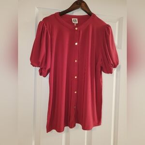 Women's Clothes * Red Blouse * Anne Klein * Formal * Size L  * SPRING / SUMMER